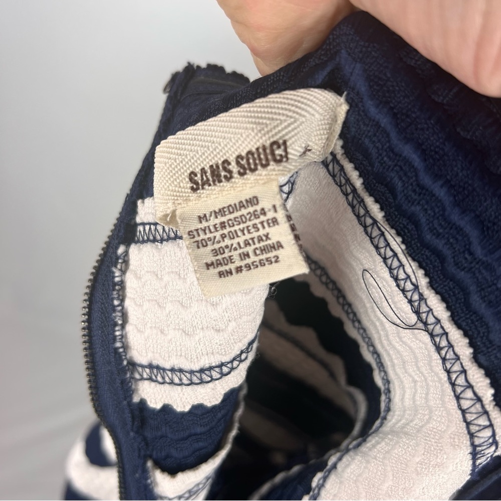 San Souci Navy & White Striped Strapless Mini Dress Size M - Picture 8 of 9